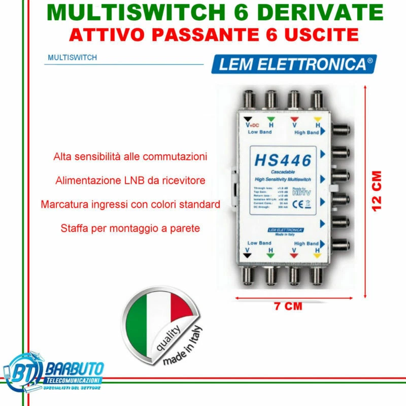 MULTISWITCH 6 USCITE / DERIVATE PASSANTE ATTIVO MODELLO HS446 LEM ELETTRONICA  - Immagine 1 di 1