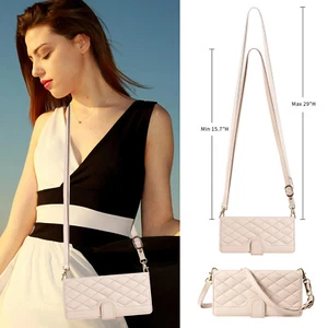 For Various Phone Crossbody Flip Card Leather Wallet Case +2 Straps Stand Cover - Picture 1 of 20