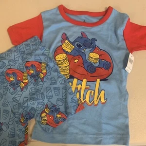 NWT Stitch Pajamas Two Piece Small Size 6 Top & Shorts Authentic Disney Parks - Picture 1 of 3