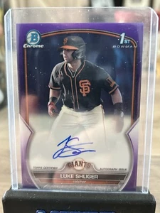 2023 Bowman Chrome Draft Luke Shliger 1st Purple Refractor SP Auto #/299 Giants - Picture 1 of 3