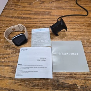 Fitbit Versa 2 Activity Tracker - Gray body - Tan straps - Working - Picture 1 of 6