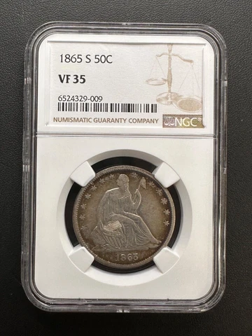 1865 S 50C Seated Liberty Half Dollar NGC VF 35 Cover
