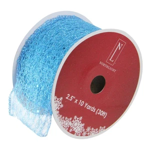 Northlight Glittering Blue Wired Christmas Craft Ribbon 2.5" x 10 Yards - Picture 1 of 3