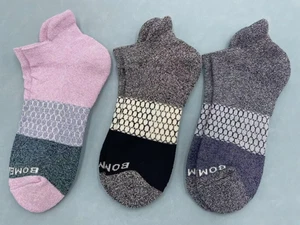3 pairs Bombas Women's Tri-Block Marl 3 Colors Ankle socks Size Medium 8-10.5 - Picture 1 of 3