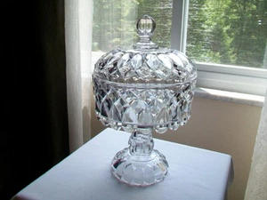 ANTIQUE EAPG U.S. GLASS TEARDROP COMPOTE & LID DIAMOND OVAL 12 1/2" 1891 HTF - Picture 1 of 21