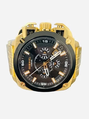 NUEVO CON ETIQUETAS Diesel Reloj Hombre Negro y Dorado SS Pulsera Cronógrafo BAMF DZ7378 $375 Foto 1 de 4