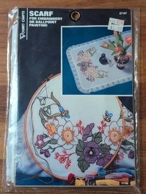New Vogart Crafts Embroidery "Spring Floral" Dresser Scarf Kit 8714F - Image 1 of 2