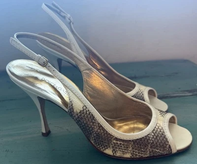 Tacones Dolce & Gabbana de piel de serpiente blanca 8,5-39 Foto 1 de 4