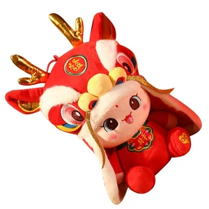 Dragon Plush Doll Chinese New Year Figure Ornament Stuffed Animal - Foto 1 di 12