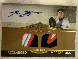2011 Topps Marquee Max Scherzer Acclaimed Impressions 3 Patch Auto # 3/5 - Picture 1 of 2