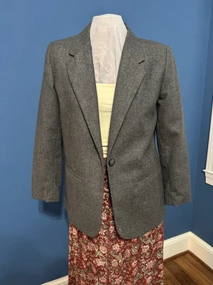 Sag Harbor Mujer Talla 4P Gris Mezcla de Lana Chaqueta Blazer Un Botón Traje Abrigo Foto 1 de 4