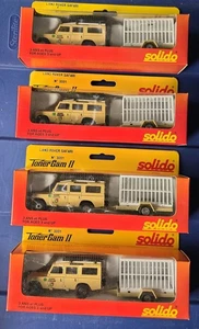 Lot Of 4 Vintage Solido 3001 Land Rover Safari With White Cage Trailer In Box - Picture 1 of 3