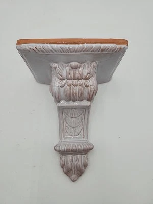 Vtg Terra Cotta Corbel White Wash Look Glaze Ornate Wall Hanging Mount Cottage - Image 1 of 4