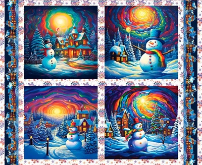 Frostykins Blue Snowman Pillow Panel 36 Inch by Ray Heere - Image 1 of 3