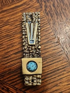 Mezuzá brutalista de latón turquesa vintage Israel años 70 Judaica - Imagen 1 de 13