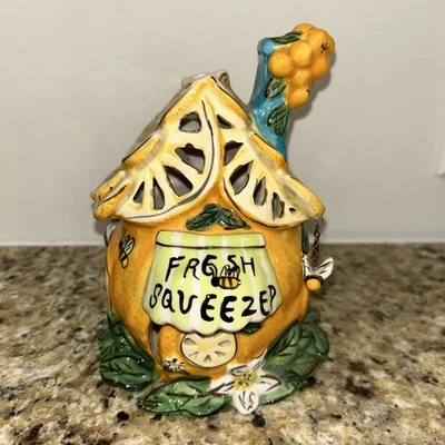 Fresh Squeezed Lemons Ceramic Candle House Tea Light Holder Blue Sky 2009 VTG - Image 1 of 4