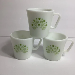 3 Pyrex Coffee Mugs Summer Impressions Flowers In Green Honeydew D Handle - Picture 1 of 5