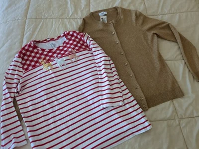 Suéter de vacaciones dorado para mujer y camisa de reno rojo blanco talla pequeña S, NUEVO Foto 1 de 4