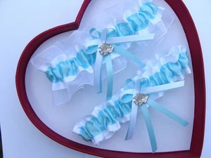  New Wedding Garter Light Turquoise White Fish Wedding Garter - GetTheGoodStuff - Picture 1 of 2