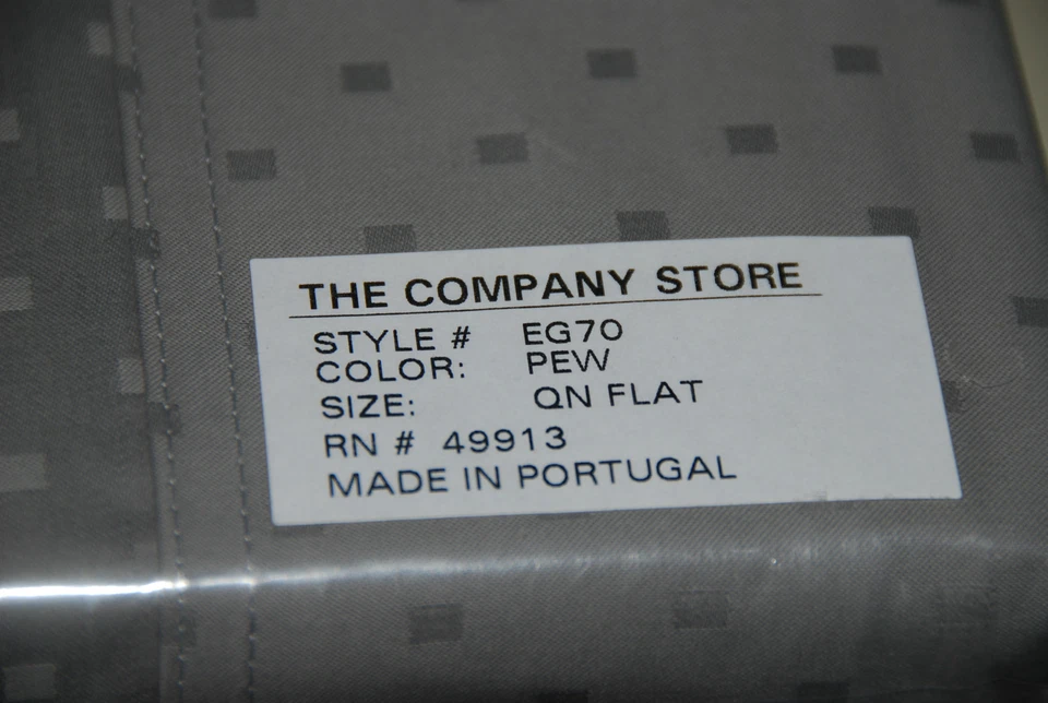 New The Company Store 340TC Supima Cotton Queen Flat Sheet Fabric Pewter 2 Avail - Image 1 of 1