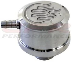 CHEVY/FORD/MOPAR POLISHED BILLET ALUMINUM BREATHER W/ PCV - FLAMED - Picture 1 of 1