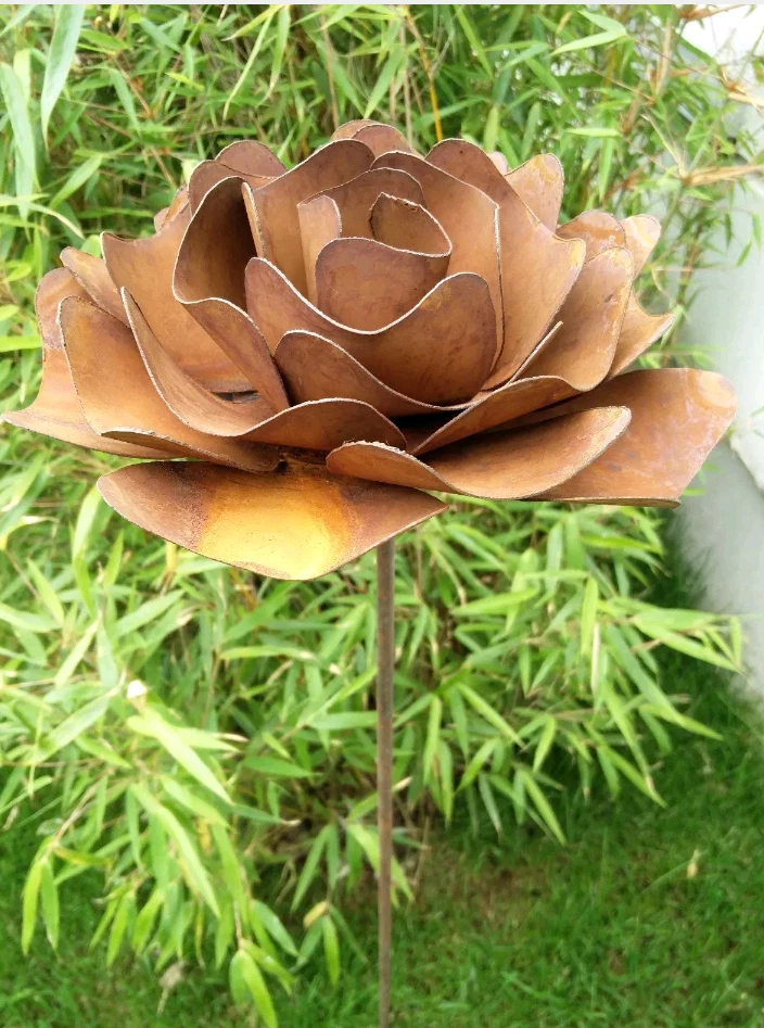 Rost Gartenstecker Beetstecker  Edelrost Gartenblumen Rose Metall 031438, H110cm - Bild 1 von 1