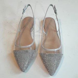 Aldo Women’s Karowara Flats Diamond Silver Clear Shoes Size 6.5 - Picture 1 of 10