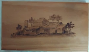 Pyrography art Rural scene Tamar Valley North East Tasmania - Bild 1 von 3