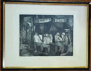 Joseph Zirker 1953 original firmado edición "Lunch Stand" Grabado artístico enmarcado de 10 impresiones - Imagen 1 de 10