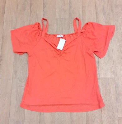 Papaya Size 14 Orange Cold Shouder Top - Image 1 of 4