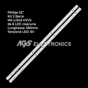 KIT 2 BARRES STRIP TV LED LG MS-L1343-V1 SONY KDL32RD433 PHILIPS 32PHT40060 - Picture 1 of 1