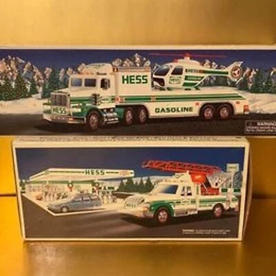 Camión HESS Flatbead con helicóptero (nunca abierto) y camión escalera 1994 [097] Foto 1 de 4