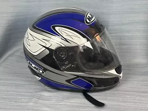 HJC Adult Small Black and Blue Visor Helmet (S Motorcycle 6 7/8 - 7, 56 cm) - Foto 1 di 9