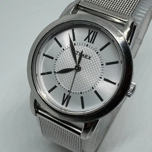 Timex Quartz Watch Unisex 30m Silver Mesh Band Roman Textured Analog New Battery - Picture 1 of 6