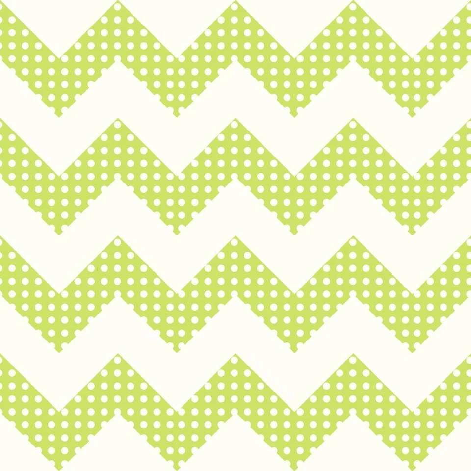 Lime Green & White Chevron Stripes with Polka Dots Sure Strip Wallpaper KS2310 - Image 1 of 1