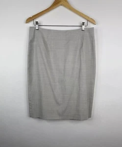 BOSS HUGO BOSS ‘Vilina4’ Pencil Skirt Gray Beige Twill Back Slit Size 10 NWT - Picture 1 of 10