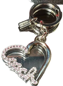 Script Coach Pink Pave Rhinestone Heart Key Fob Keychain Charm - Picture 1 of 4