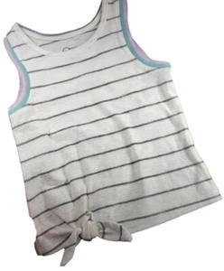 Art Class Tank Top Blouse Stripped High Neck Girls Knit Shirt Sleeveless Knot - Picture 1 of 10