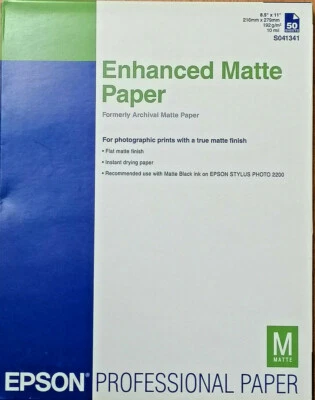 N.I.B. Epson 8.5x11 S041341 Matte Photo Paper Radiant White  - Image 1 of 2