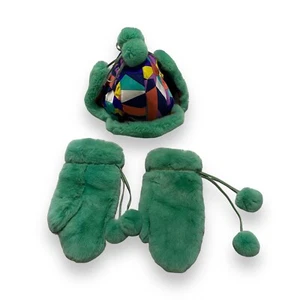 NEW Emilio Pucci FUR SET hat and mittens Size 2 (XS-S) - Picture 1 of 9