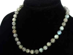 Natural 8 mm Labradorite Round Gemstone Beads Necklace 18'' - Picture 1 of 2