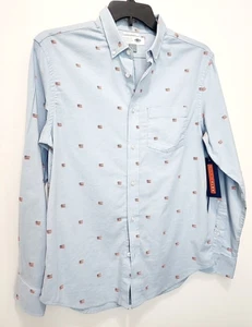 Camisa Oxford Antigua Azul Marino Bandera Americana Calce Ajustado Azul Integrado Flex Para Hombre MEDIANA - Imagen 1 de 9
