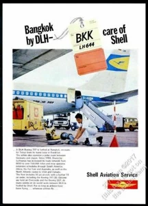 1969 Lufthansa DLH Boeing 707 plane photo Shell Oil Aviation vintage print ad - Picture 1 of 1