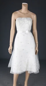 Galina Style VW8897 Ivory Beaded Organza Short Wedding Dress sz 10 - Picture 1 of 4