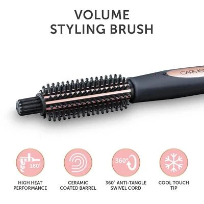 Carmen Heated Barrel Brush,  Cearmic Fusion Volume Styling , C81051,Black & Rose - Image 1 of 4