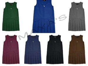 Girls School Pinafore Dress Box Pleated Skirt School Uniform School Dress - Picture 1 of 9