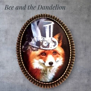  Fox In Top Hat  Glass Cameo  Brooch ~  Steampunk Gothic  Vintage Look - Picture 1 of 8