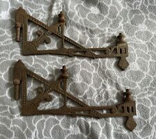 Pair Of Antique Victorian Oil Lamp Swing Arm Wall Mount Bracket Cast Iron,Rusted