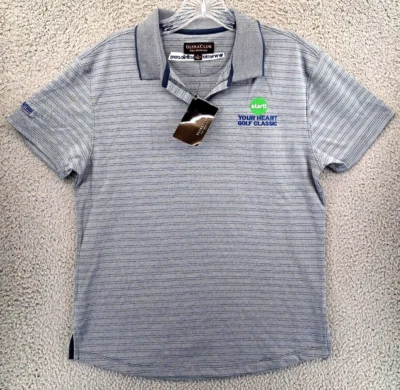 Ultra Club Pima Interlock Polo Shirt Womens Large Gray Blue Micro NWT Company - Image 1 of 4