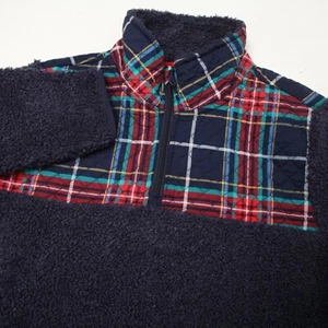 Vera Bradley Jacket Womens Large Blue Plaid 1/4 Zip Quilted Sherpa Pockets - Picture 1 of 10